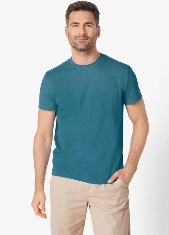 Livergy Men's Cotton T-Shirt with Print Turquoise