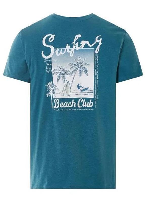Livergy Men's Cotton T-Shirt with Print Turquoise