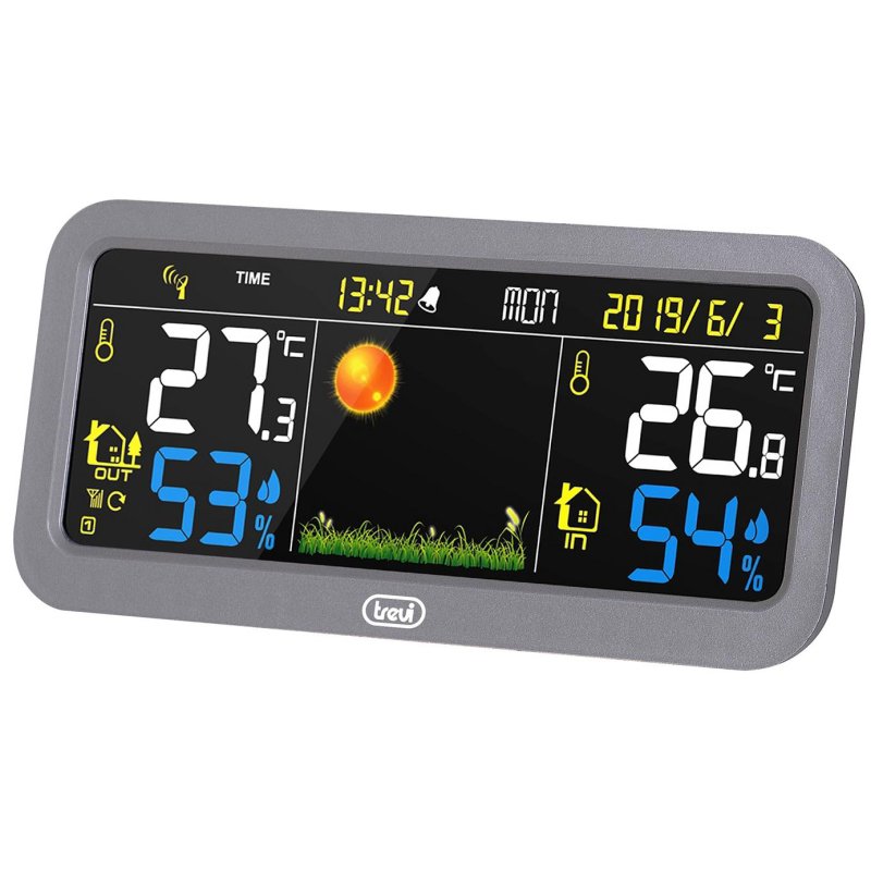 Trevi ME 3P20 RC Indoor Outdoor LCD Thermometer Barometer Gray