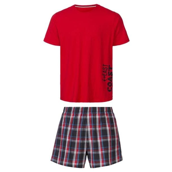 Livergy Men's Cotton Pajama Set Red Multicolored L/XL
