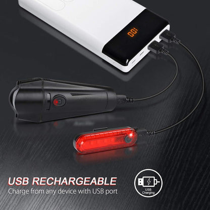 ECM USB Rechargeable Front and Tail Bike Light Set