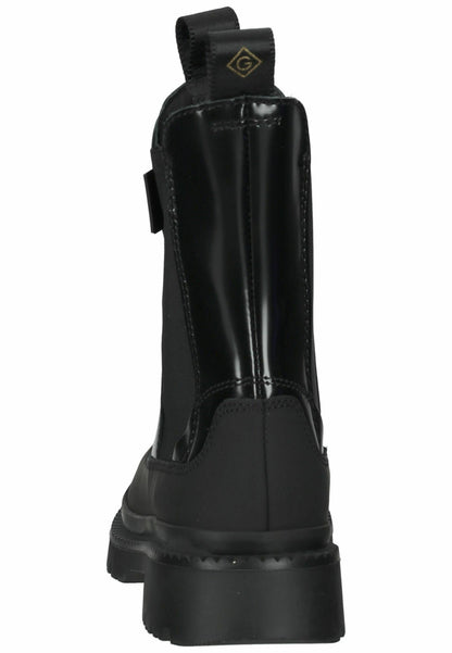 GANT PREPNOVO Women's Classic Black Patent Leather Chelsea Ankle Boots