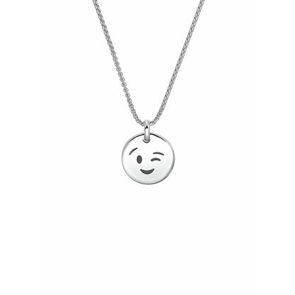 s.Oliver Reversible Smiley Face Silver Necklace, Polished Stainless Steel, 43cm Length - Gomix Brands Outlet