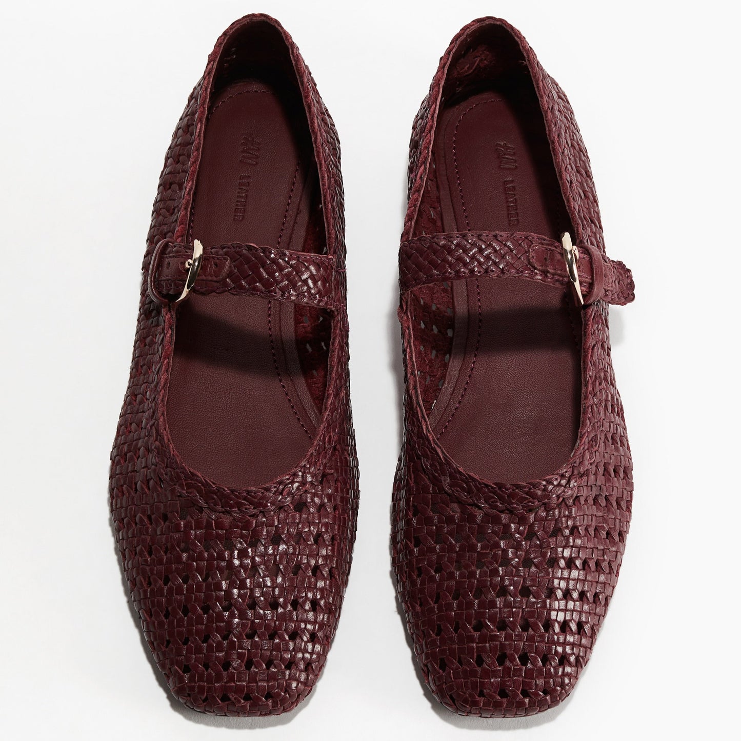 Elegant Burgundy Leather Mary Jane Flats for Women with Braided Design