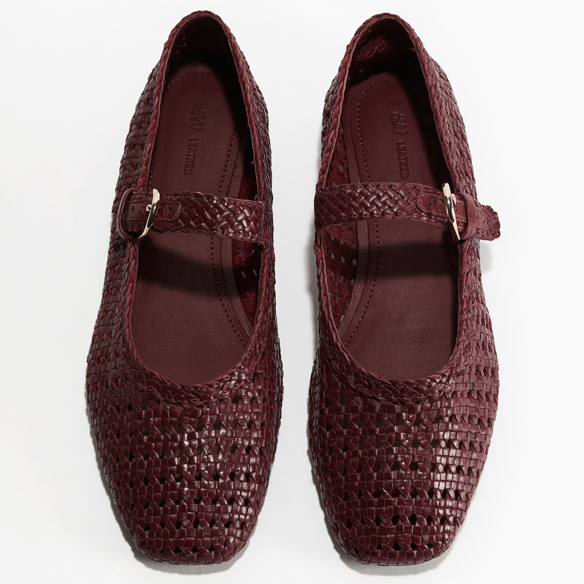 Elegant Burgundy Leather Mary Jane Flats for Women with Braided Design