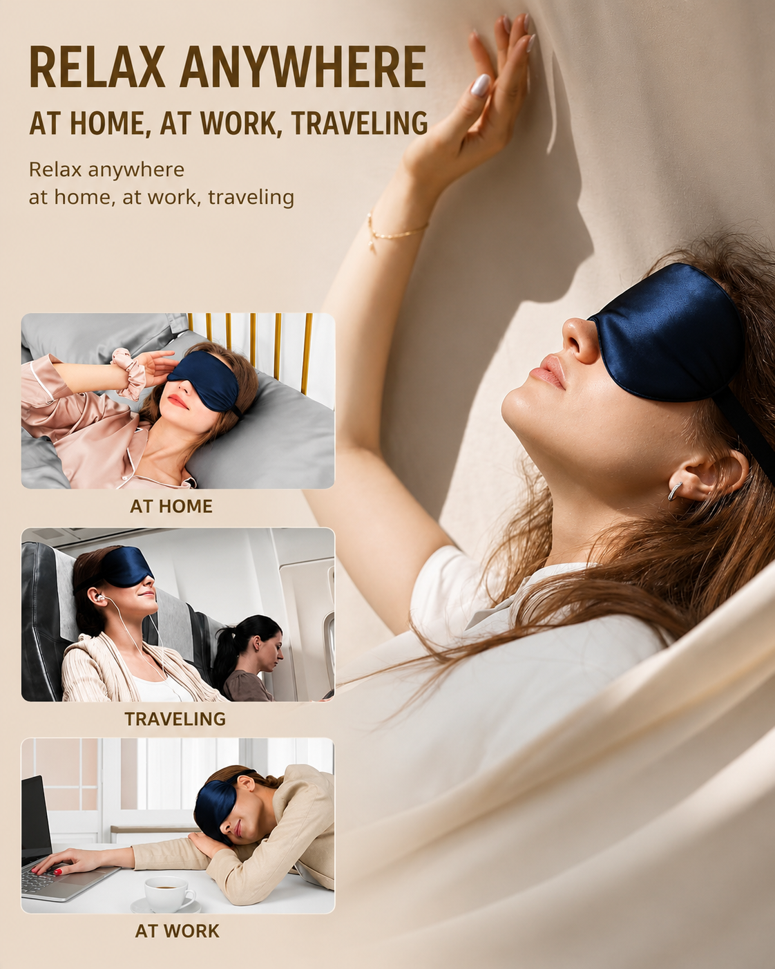 Aosun 100% Pure Silk Hypoallergenic Sleep Mask