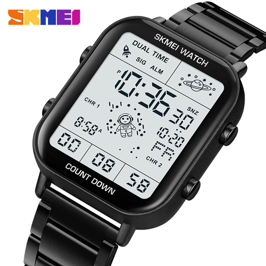 SKMEI 2301 Men's Durable Digital Chronograph Sport Watch with Steel Bracelet