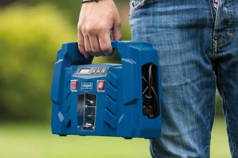 Scheppach Air Force 5 Mobile Compressor Kit 12V/230V with Accessories - Gomix Brands Outlet