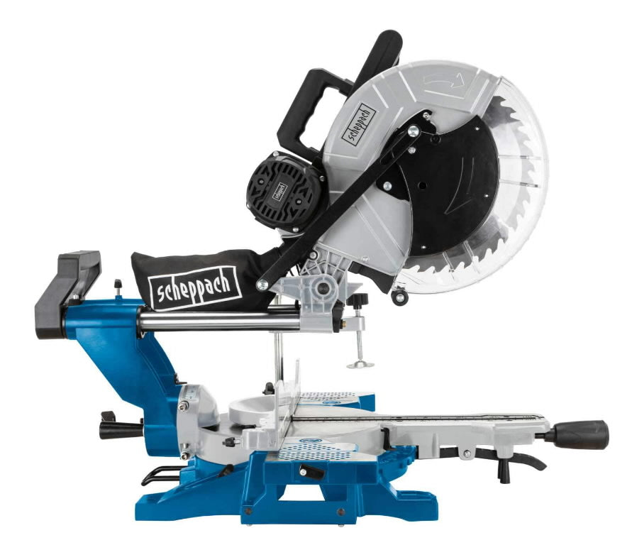 Scheppach HM140L Double Bevel Sliding Miter Saw with Extra Saw Blade