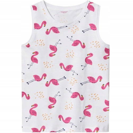 Girls' Sleeveless Pajamas Shorts 100% Cotton Flamingos 98/104 2-4Y