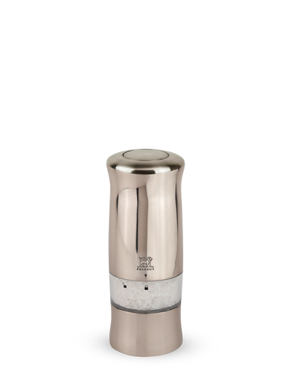 Peugeot Zeli Electric Salt Mill: Sleek Stainless Steel, One-Handed Operation