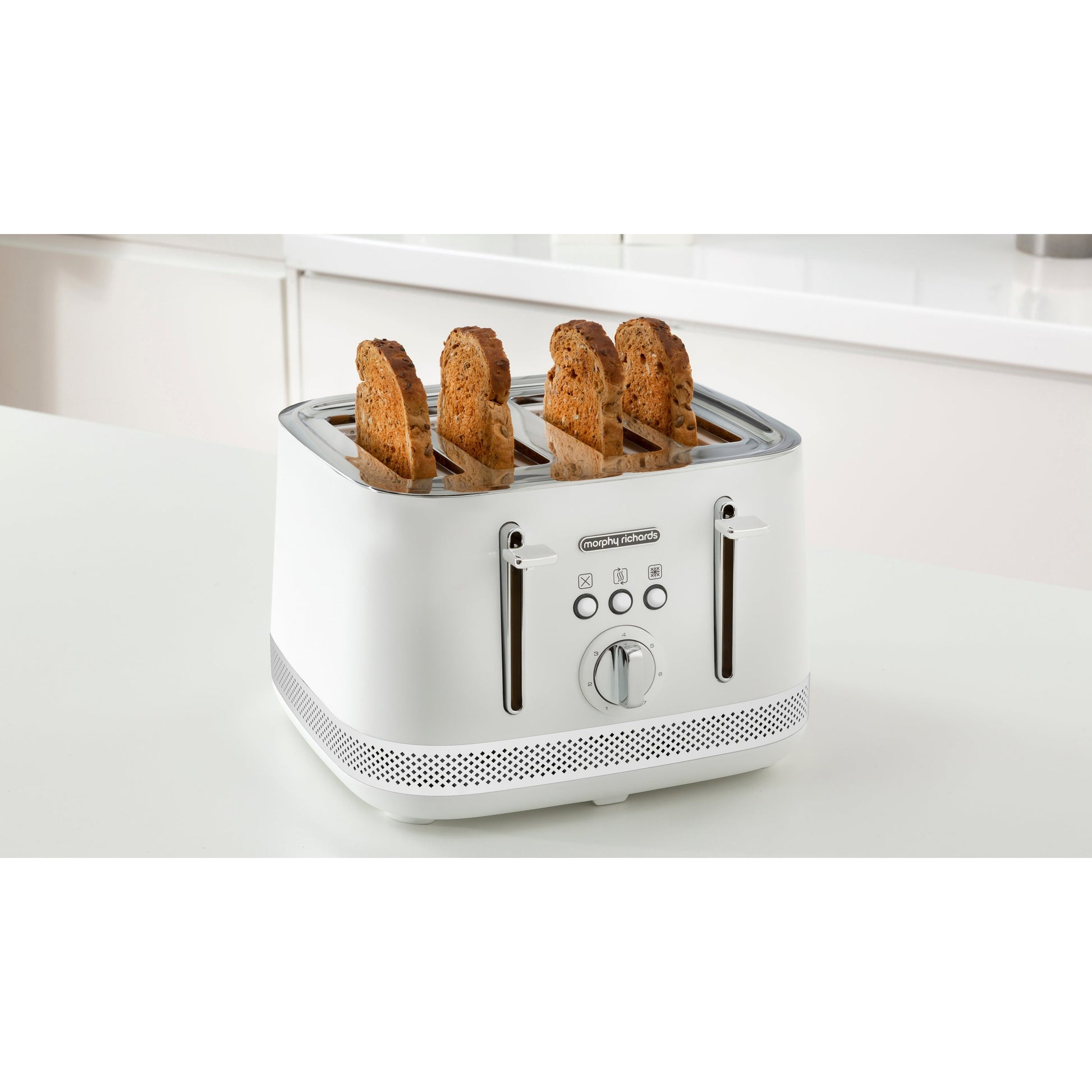 Morphy Richards Illumination 4-Slice White Toaster with Blue Light