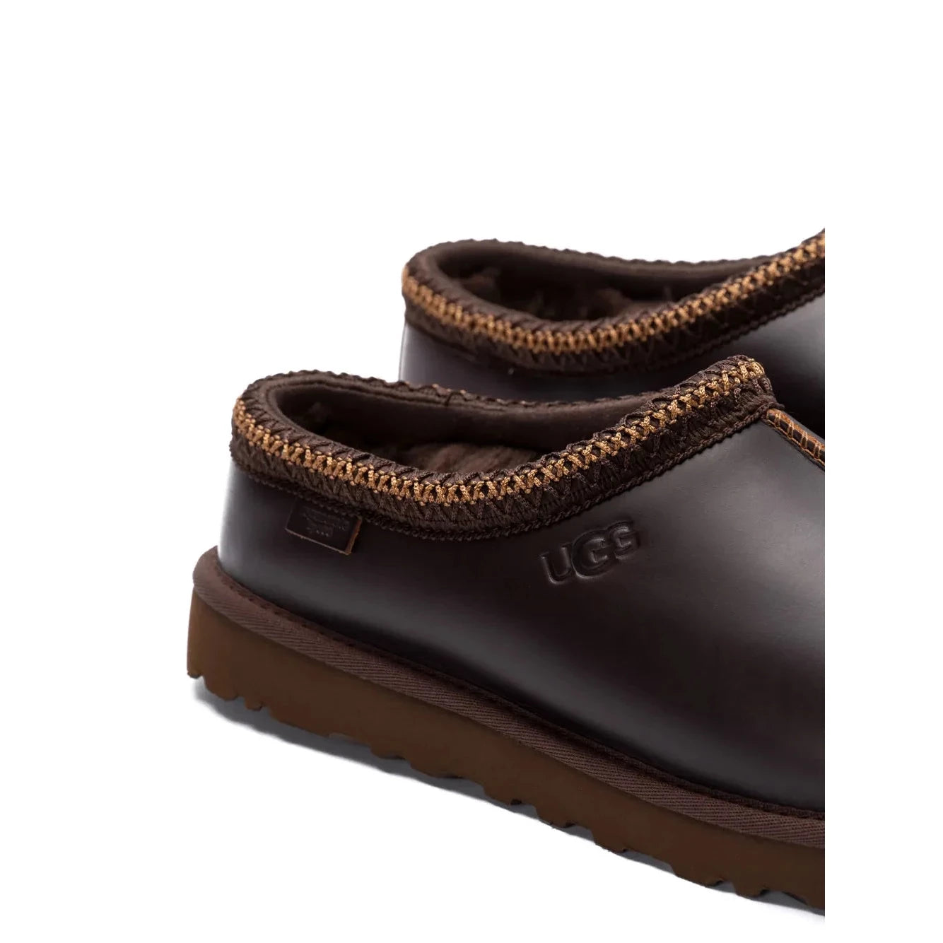 Luxurious UGG Tazz Cedar Brown Leather Sheepskin Slip-On Slippers for Men
