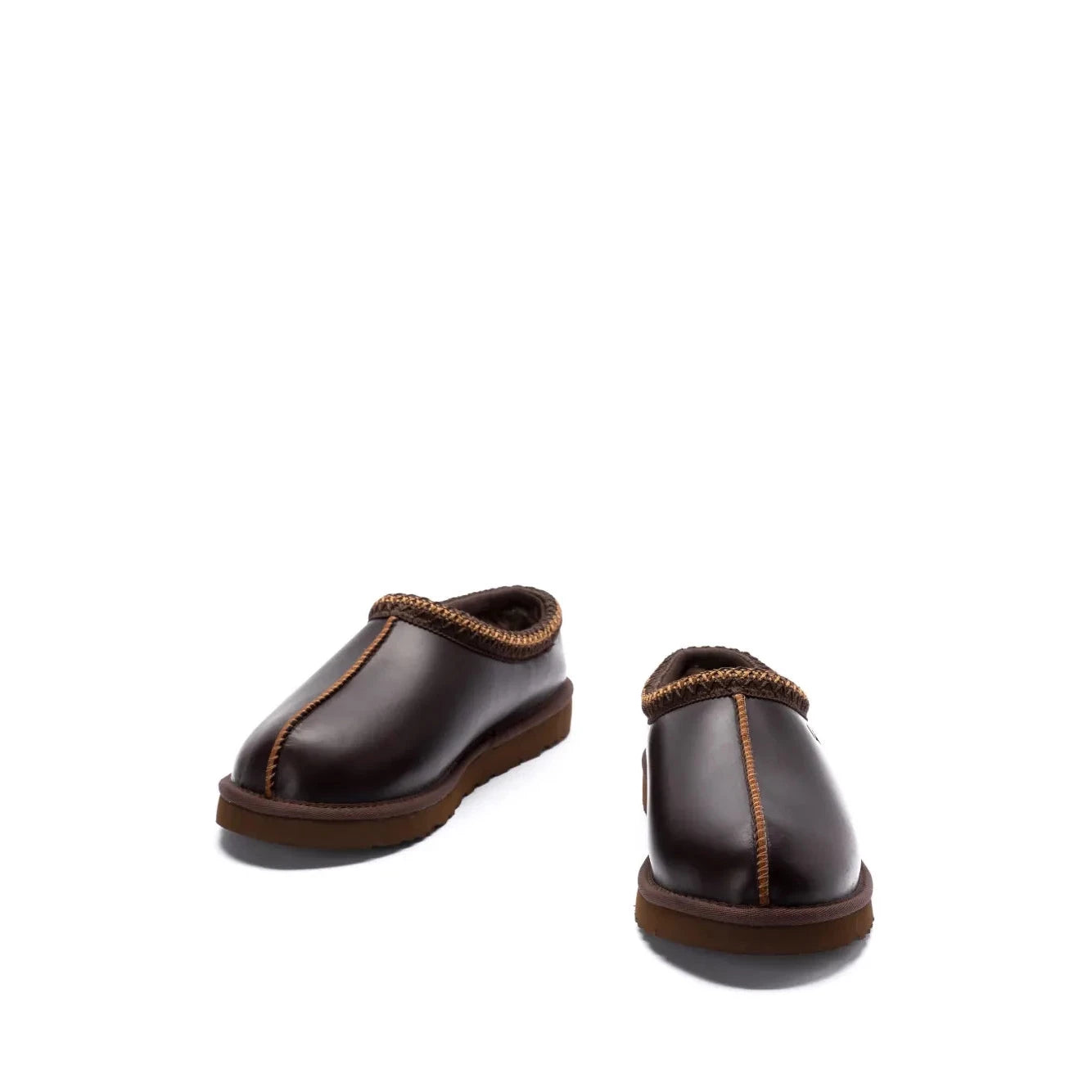 Luxurious UGG Tazz Cedar Brown Leather Sheepskin Slip-On Slippers for Men