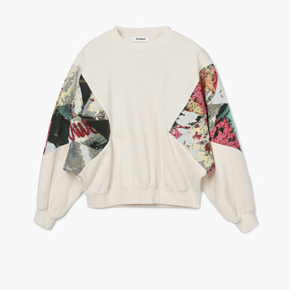 Desigual Women's Oversized Christian Lacroix Printed Sleeve Round Neck Sweatshirt