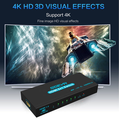 SGEYR 5-Port 4K 30Hz HDMI Switch with Remote 4K501