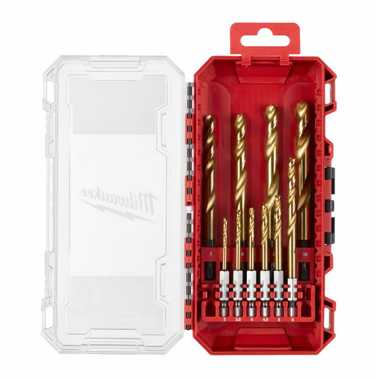 Milwaukee SHOCKWAVE HSS-G TiN Red Hex 10-Piece Metal Drill Bit Set