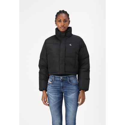 Calvin Klein Jeans Matte Cropped Puffer Winter Jacket - Stylish Black Warm Outerwear