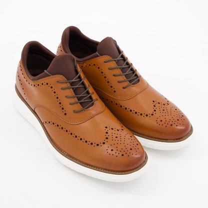 Charles Southwell Men's Tan Sergio Brogue Casual Shoes with Cushioned Insole