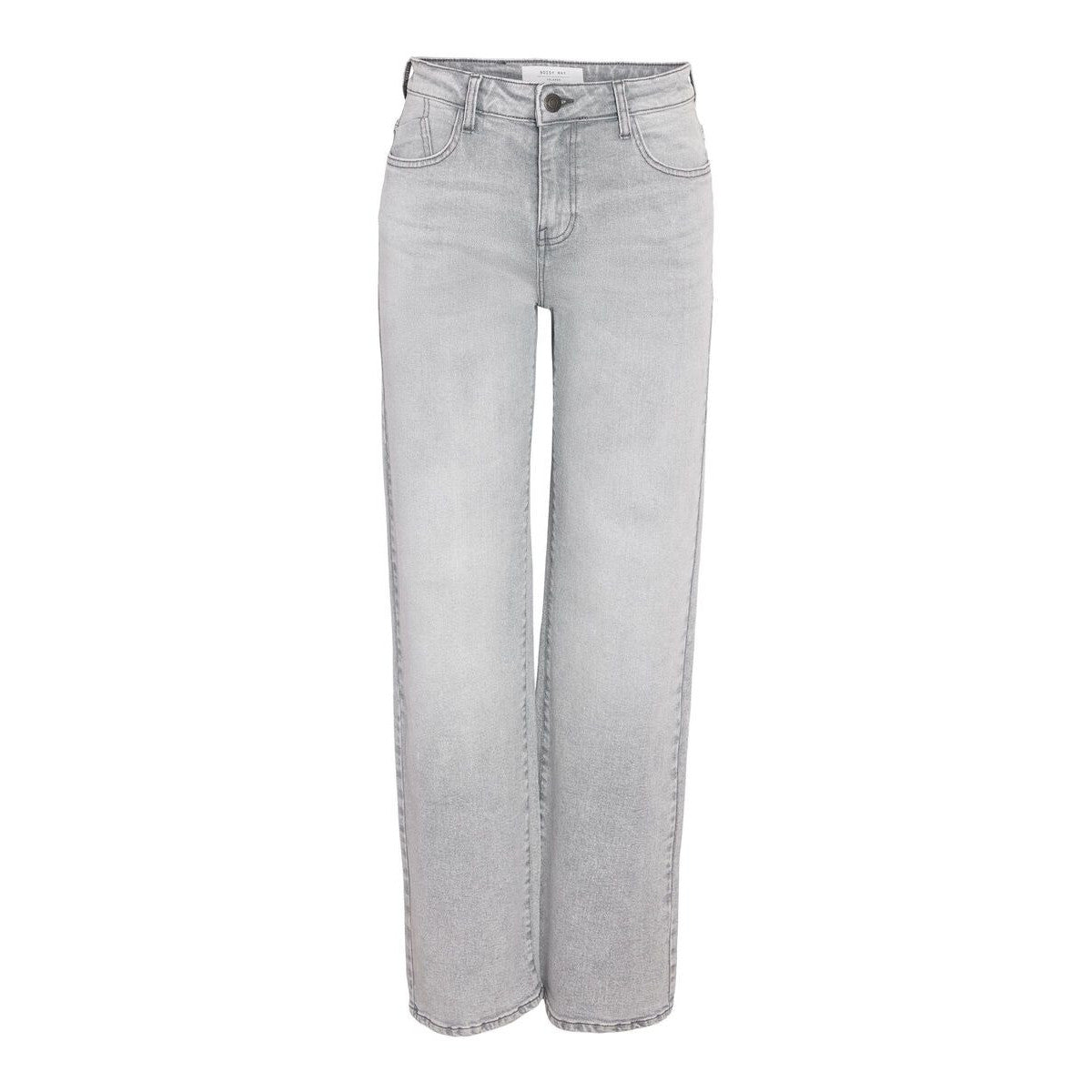 Noisy May Yolanda Mid-Waist Light Grey Straight Fit Jeans - Comfortable Denim