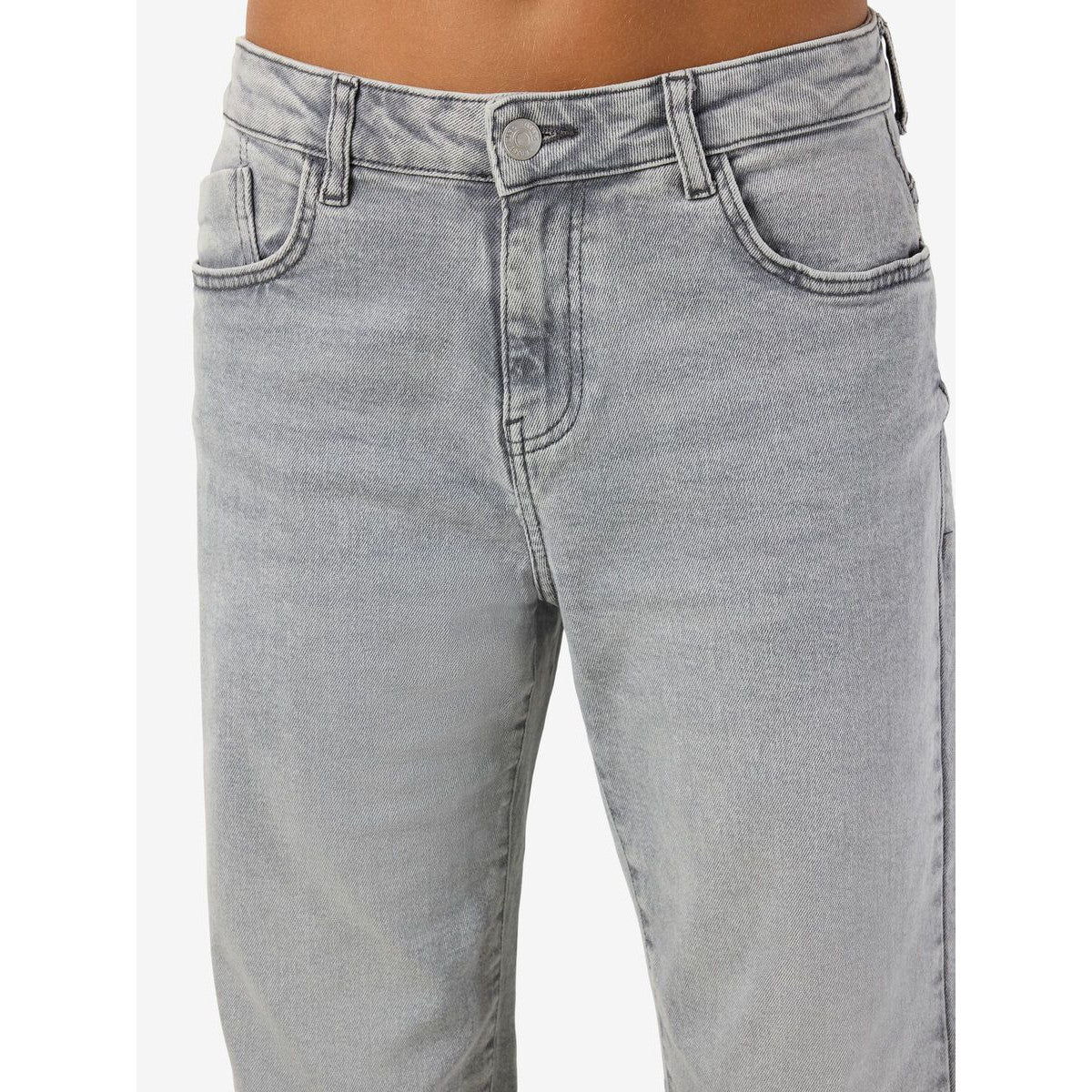 Noisy May Yolanda Mid-Waist Light Grey Straight Fit Jeans - Comfortable Denim