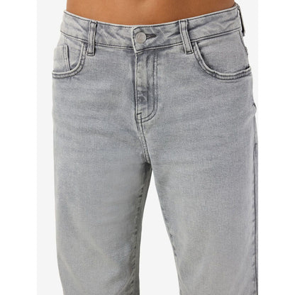 Noisy May Yolanda Mid-Waist Light Grey Straight Fit Jeans - Comfortable Denim