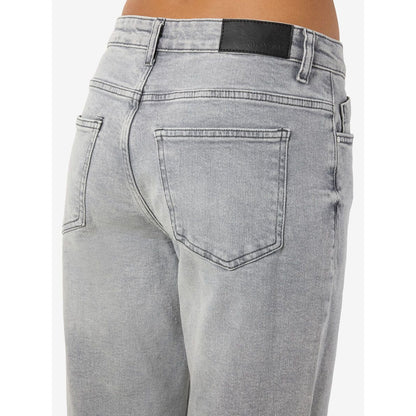 Noisy May Yolanda Mid-Waist Light Grey Straight Fit Jeans - Comfortable Denim
