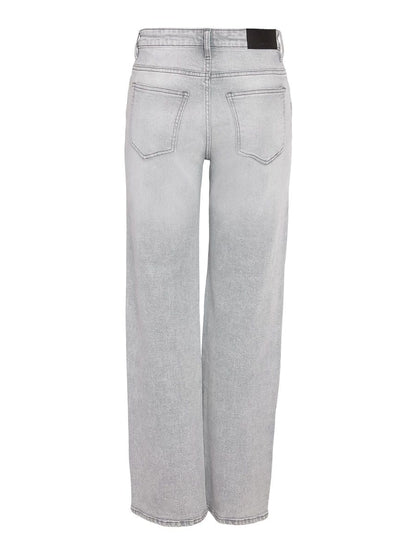 Noisy May Yolanda Mid-Waist Light Grey Straight Fit Jeans - Comfortable Denim