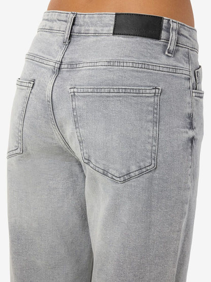Noisy May Yolanda Mid-Waist Light Grey Straight Fit Jeans - Comfortable Denim