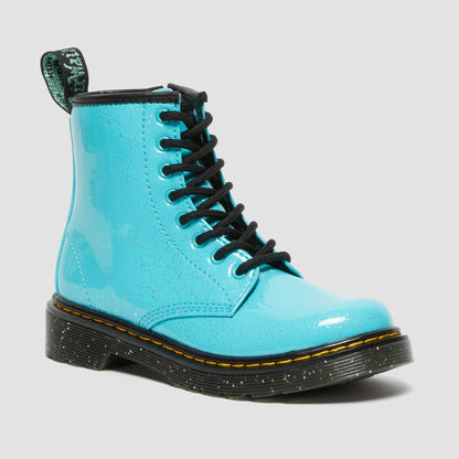 Dr. Martens Junior 1460 Turquoise Cosmic Glitter Lace-Up Boots with Zipper