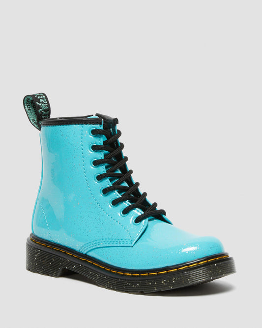 Dr. Martens Junior 1460 Turquoise Cosmic Glitter Lace-Up Boots with Zipper