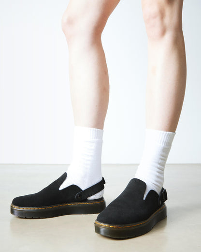 Dr. Martens Carlson Black Suede Slingback Mules - Comfortable Unisex Slip-On Sandals