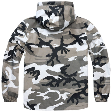Brandit Urban Camo Summer Windbreaker Jacket - Lightweight Ripstop, Full-Zip, Hooded