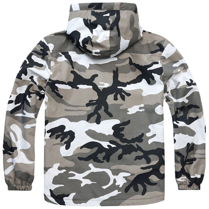 Brandit Urban Camo Summer Windbreaker Jacket - Lightweight Ripstop, Full-Zip, Hooded