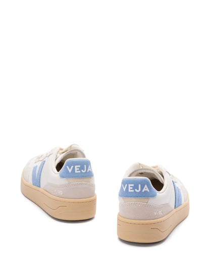 VEJA V-90 White Leather Suede Low-Top Sneakers - Sustainable Eco-Friendly Design