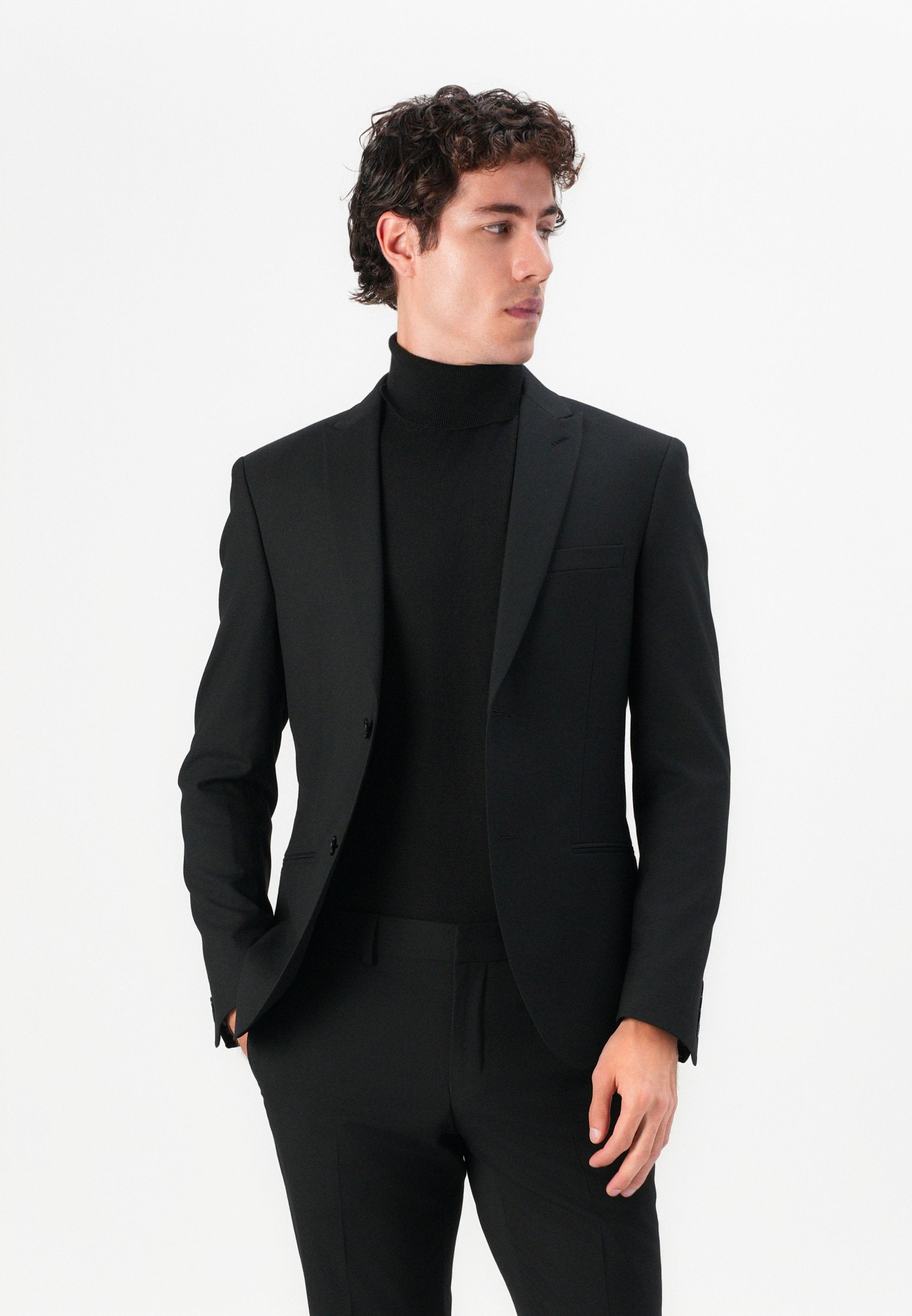 Elegant Isaac Dewhirst Soloman Slim Fit Black Two-Button Suit Jacket