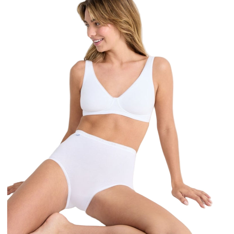 Sloggi Women's Cotton Comfort Briefs - White, Soft Elastic Waistband