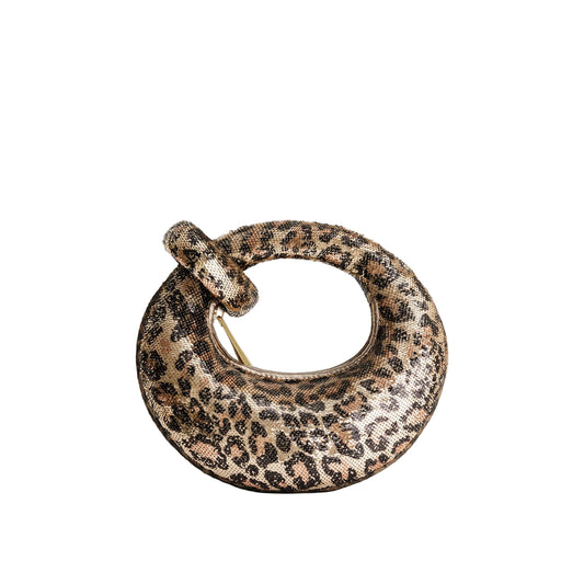 Abacus Metallic Sequin Mini Top Handle Leopard Print Bag