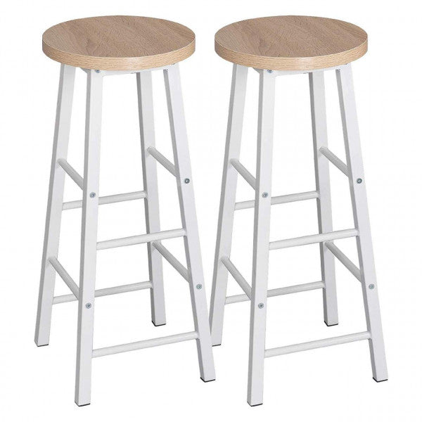 Woltu Round Bar Stool with Metal Frame and Footrest