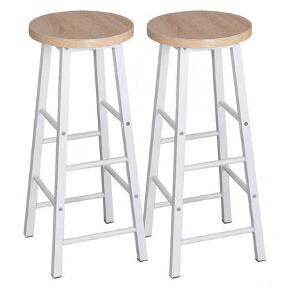 Woltu Round Bar Stool with Metal Frame and Footrest