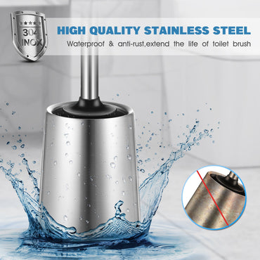 Premium Silicone Stainless Steel Toilet Bowl Brush Holder Set