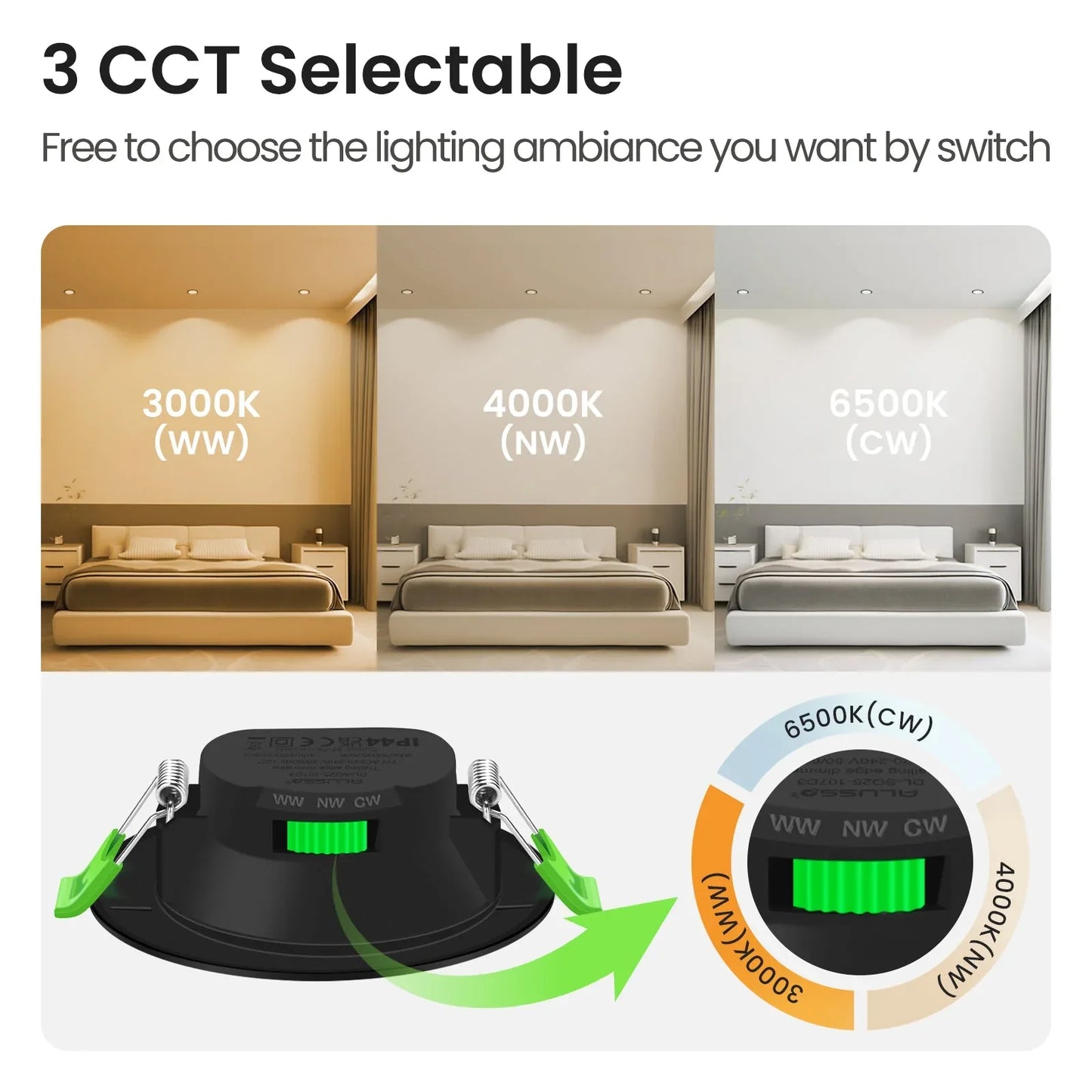 7W Black IP44 Dimmable LED Downlight Ultra Slim 6-Pack Black - Gomix Brands Outlet