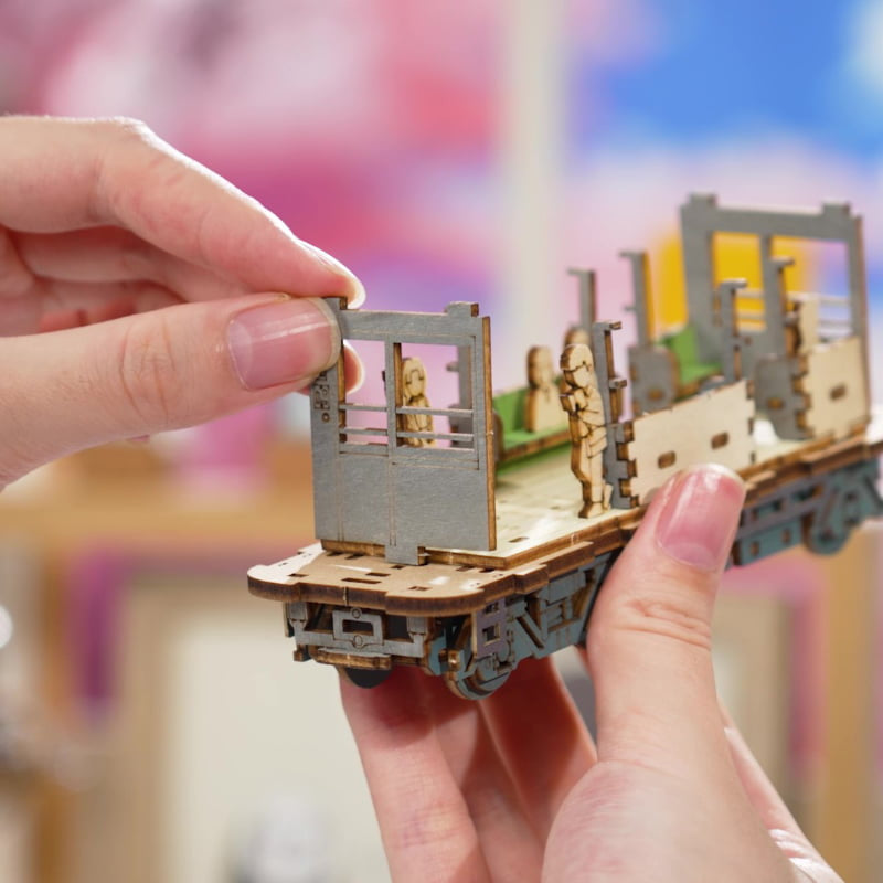 Enchanting Sakura Journey TGS02 Wooden 3D Tram Model Kit with LED Lights