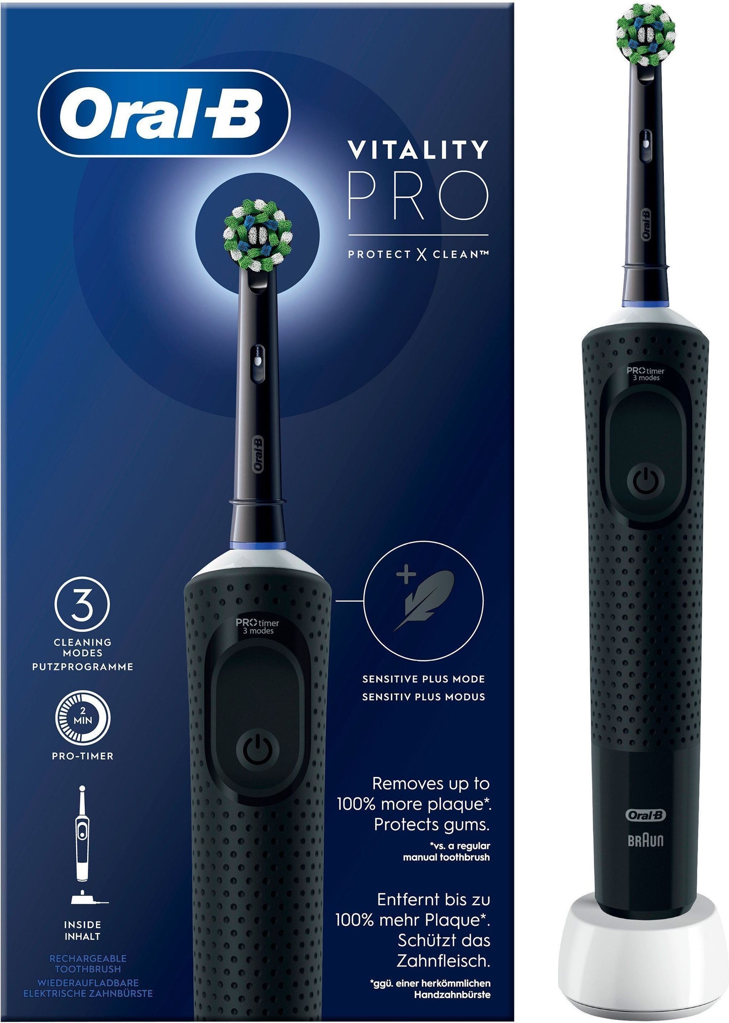 Oral-B Vitality Pro Black Electric Toothbrush for Superior Plaque Removal