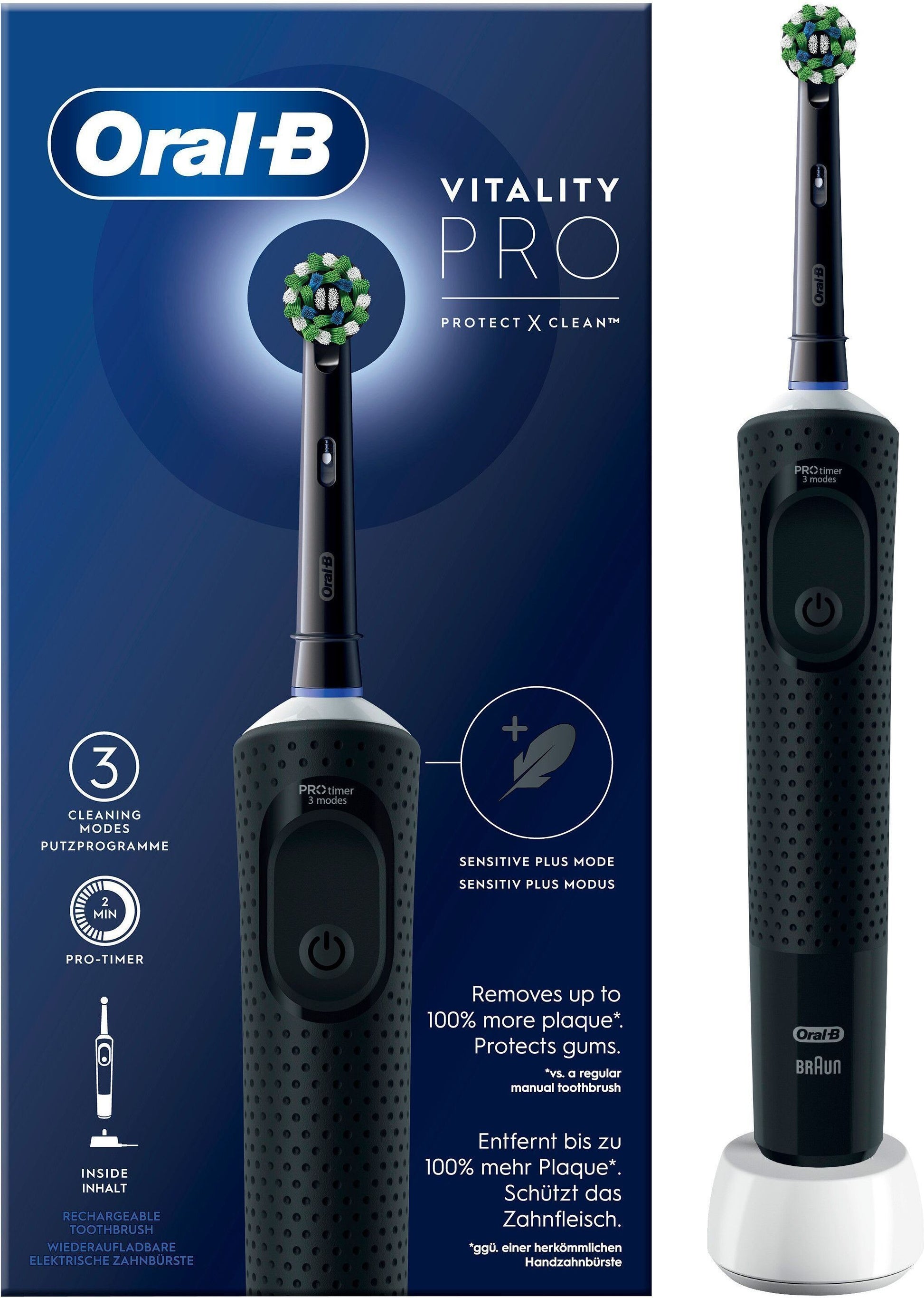 Oral-B Vitality Pro Black Electric Toothbrush for Superior Plaque Removal