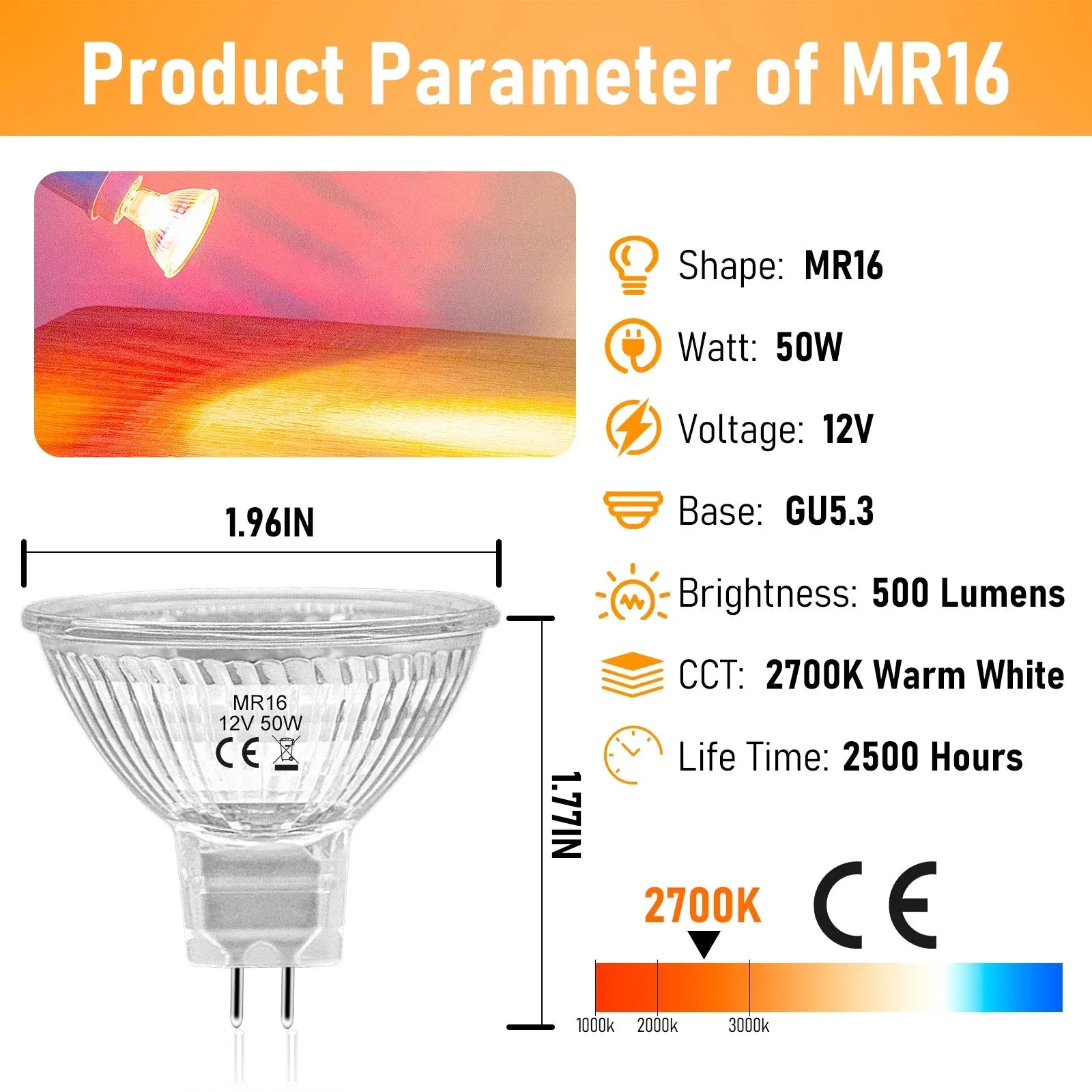 50W MR16 Halogen Bulb Pack – Dimmable 1 Pack - Gomix Brands Outlet