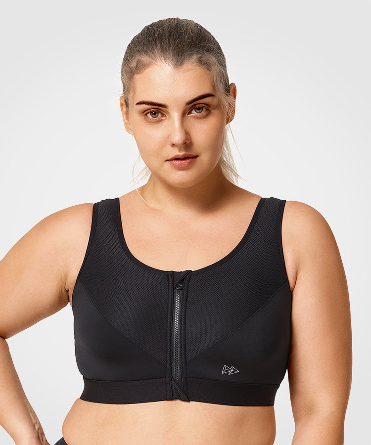 Power Classic Zip High Support Running Bra – Black