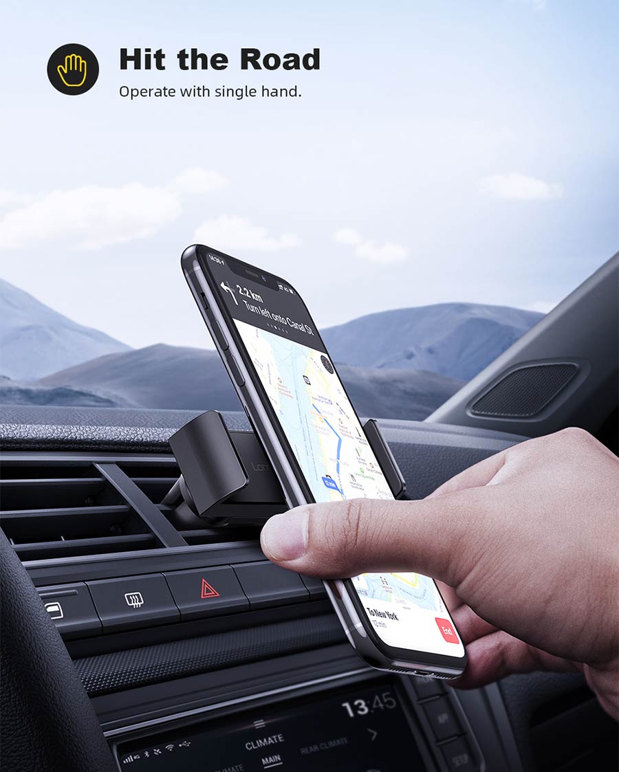 Lamicall Car Air Vent Phone Mount Two-Grip Design Black