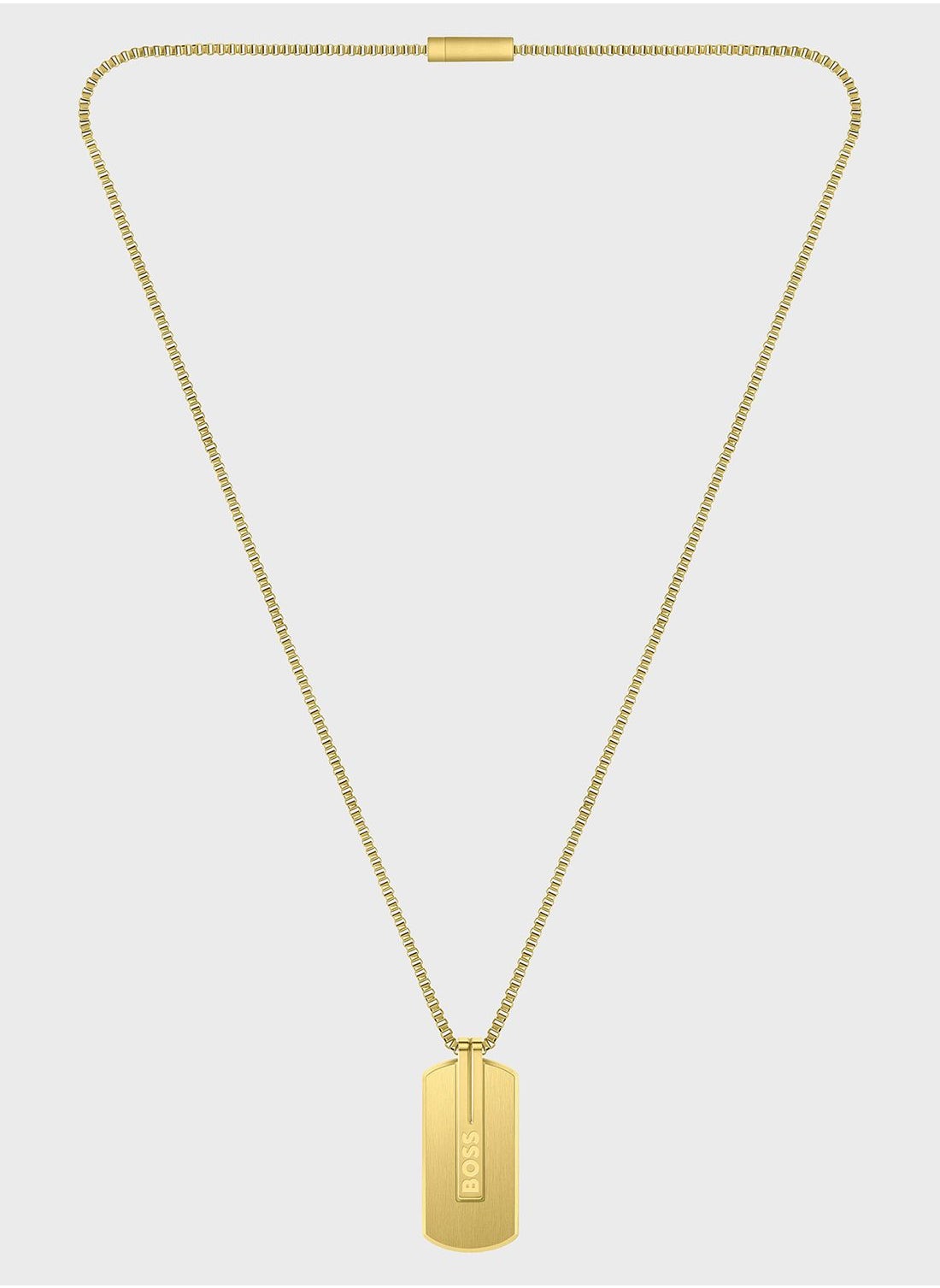 Elegant Luxury Gold-Plated BOSS Men's Statement Dogtag Necklace Accessory