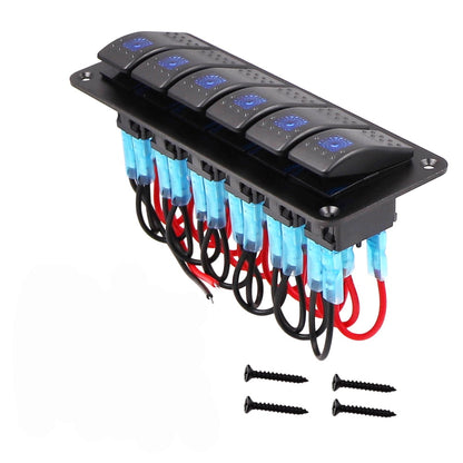 Geloo 6 Gang Rocker Switch Panel for 12V/24V Marine Car RV